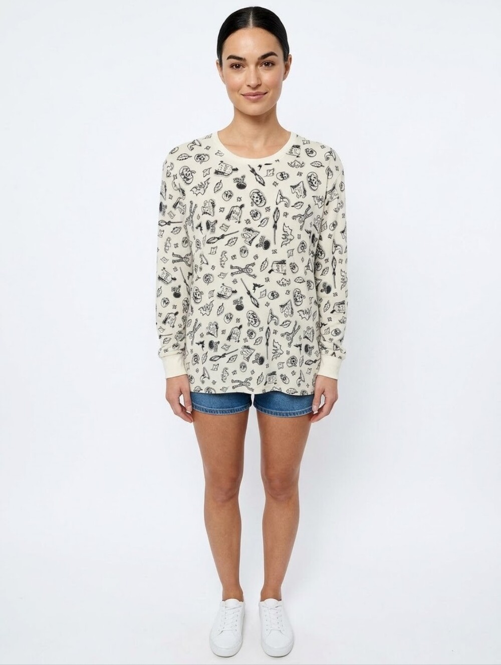 Cute Halloween Print Long Sleeve T-Shirt Casual Fall Pullover Top XS–3XL NWT